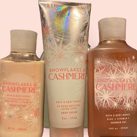 3 PC Snowflakes & Cashmere Set All Full Size Bath and Body Works - Picture 2 of 7